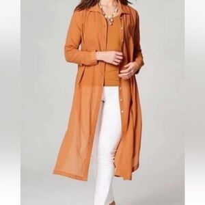 J. Jill Rust-Brown Button Front Top Medium tunic shirt dress  NWT